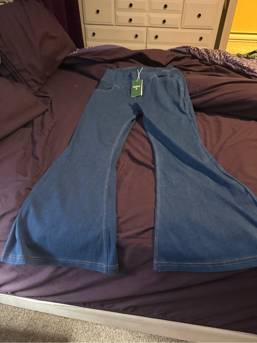 HALARA Blue High-Waist Flare Jeans for Women